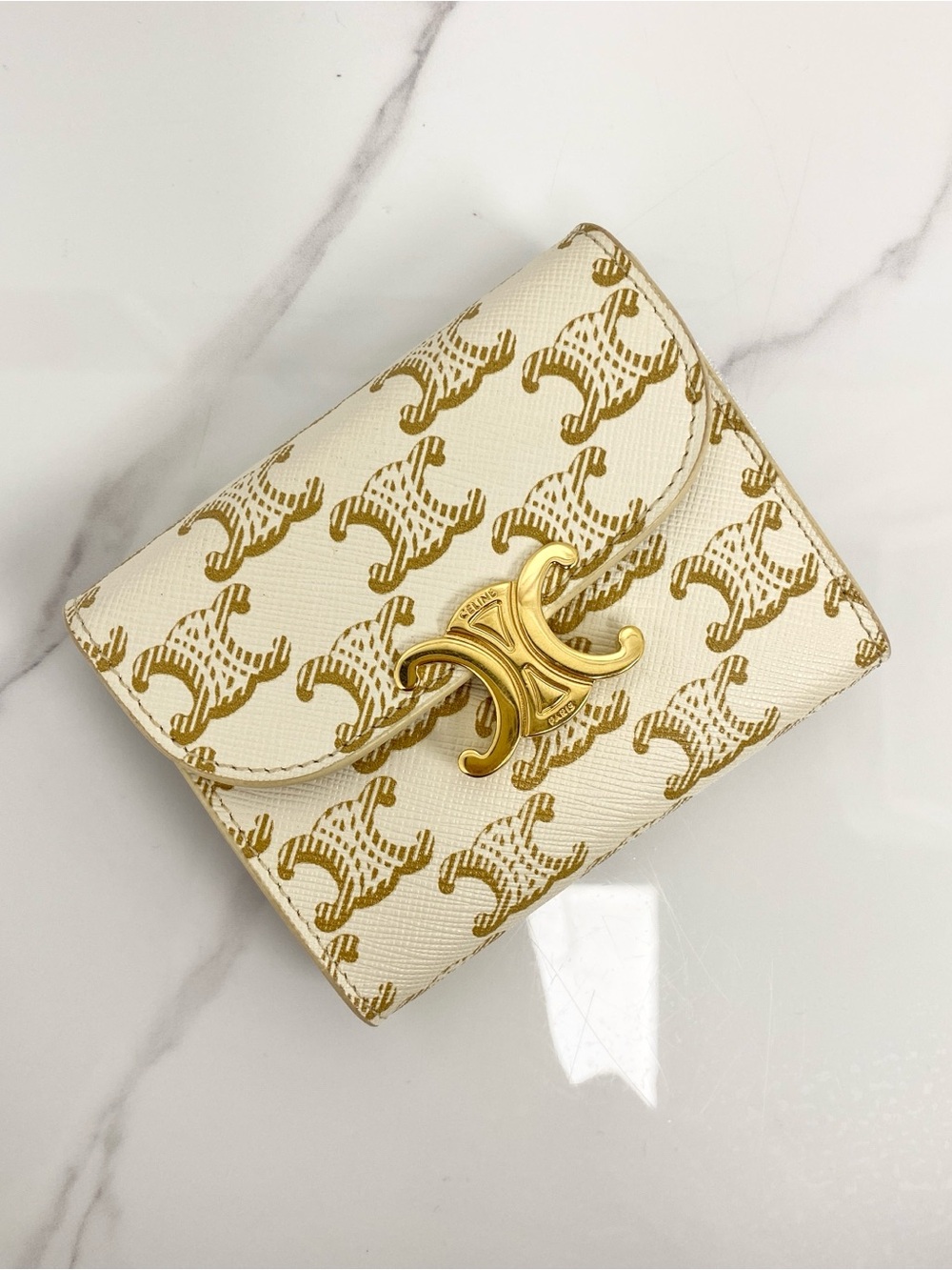 Celine Small Flap Wallet Triomphe In Triomphe Canvas